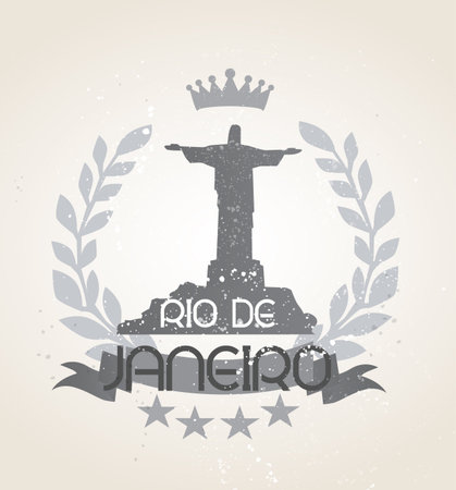 Grunge Rio de Janeiro icon laurel weathのイラスト素材