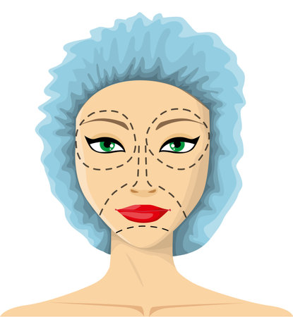 Woman is preparing to plastic surgeryのイラスト素材