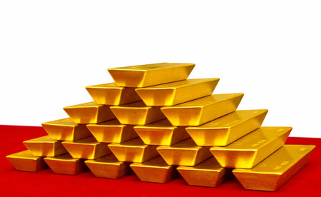 pile of gold barsの写真素材