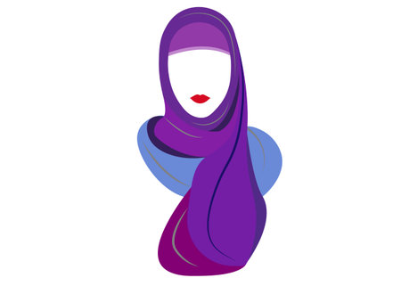 Arabic muslim woman in hijab, drawing Isolated on a white backgroundのイラスト素材