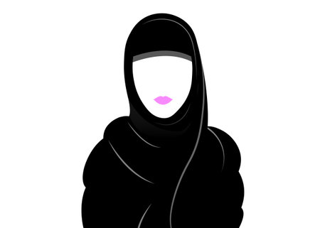 arabic muslim woman in hijab, drawing Isolated on a white backgroundのイラスト素材