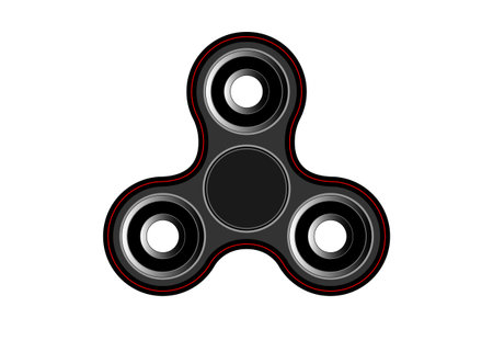 Fidget spinner icon - toy for stress relief and improvement of attention span. Filled with gray and black color. Isolated vector illustration.のイラスト素材