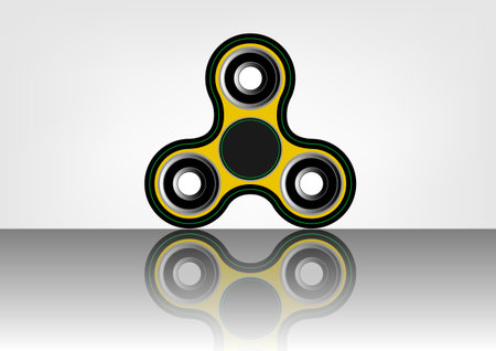 Fidget spinner icon - toy for stress relief and improvement of attention span. Filled with yellow and black. Isolated vector illustration.のイラスト素材