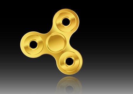Fidget spinner icon - toy for stress relief and improvement of attention span. Filled gold metallicのイラスト素材