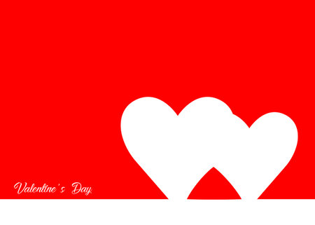 Valentine's Day with red heart, line style, vector isolated or red background.のイラスト素材