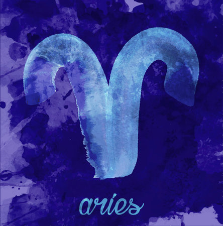 aries icon of zodiac, illustration icon. astrological signs, image of horoscope. Water-color style illustrationのイラスト素材