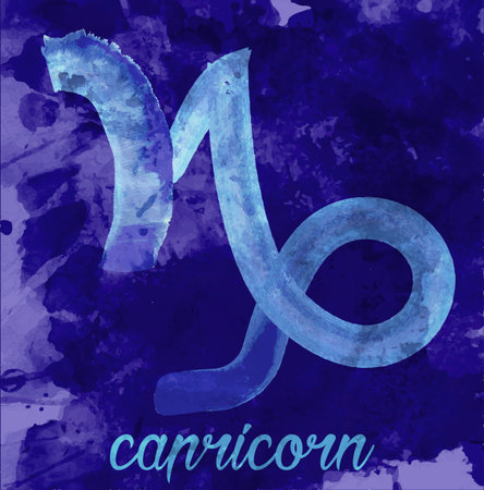 capricorn icon of zodiac, illustration icon. astrological signs, image of horoscope. Water-color style illustrationのイラスト素材