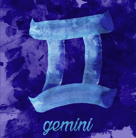 Gemini icon of zodiac, illustration icon. astrological signs, image of horoscope. Water-color style illustrationのイラスト素材