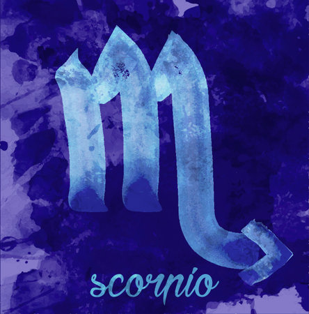 Scorpio icon of zodiac, illustration icon. astrological signs, image of horoscope. Water-color style illustrationのイラスト素材