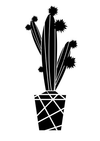 Simple flat cactus vector icon. Saguaro with flowers pictogram isolated on white backgroundのイラスト素材