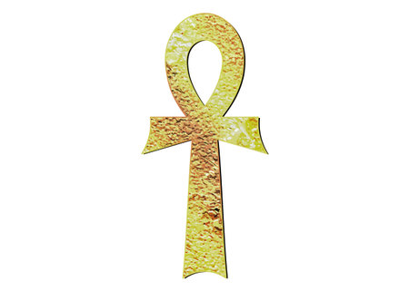 The gold ankh egyptian cross. Vector illustration. Antique golden ankh egyptian religious symbol. The ancient Egyptians used the Ankh as a symbol for eternal life. Vector icon isolated or whiteのイラスト素材