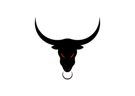 Taurus black bull head logo design template, vector isolatedのイラスト素材