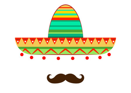 Sombrero and mustache icon template, vector isolatedのイラスト素材