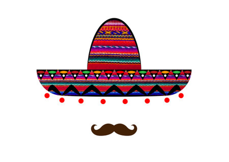 Sombrero and mustache icon template, vector isolated on white backgroundのイラスト素材