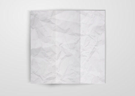 Three times white crumpled paper sheet placed on white background. Texture of crumpled paper square card template design vector isolated with shadowのイラスト素材