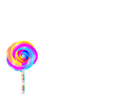 colorful lollipop with flower shape background, swirl lollipop. Colored space for text, vector illustration isolated on white backgroundのイラスト素材