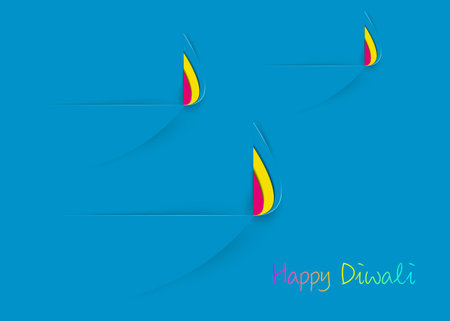 Happy Diwali Celebration template in Paper Cut Graphic design of Indian Diya Oil Lamps, Modern Flat Design. Colorful Festival of Lights. Vector paper cutting art style backgroundのイラスト素材