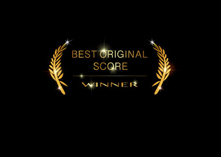 Gold vector background with original score template. Best original soundtrack prize iconのイラスト素材