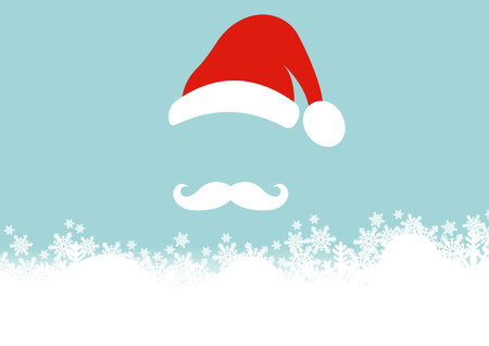 Christmas card. Merry Christmas and Happy New Year greeting with cute Santa Claus and snowfall. Flat style fashion cardのイラスト素材