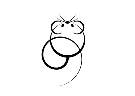 Logo icon of a rat or mouse for web and print. Minimalist rat is the symbol of 2020 logo Chinese New Year on the lunar calendar, vector isolated on white backgroundのイラスト素材