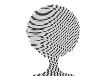 curly afro hair drawing with lines, portrait African Women, dark skin female face with curly hair afro, ethnic traditional coiffure silhouette, hair style concept, vector isolated or white backgroundのイラスト素材