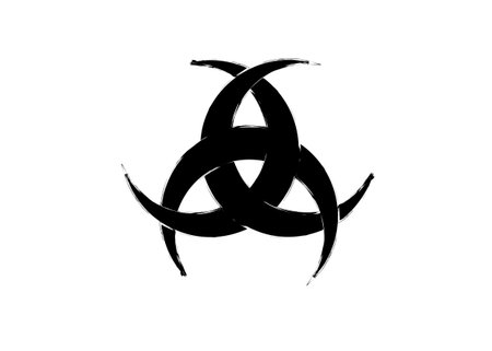 The Emblem Of Diane De Poitiers, Three Interlaced Crescents moon. Religion symbol, grunge style. Celtic sacred flower Wiccan divination, tattoo tribal sign isolated on white backgroundのイラスト素材