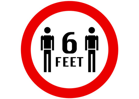 Social Distancing Icon Vector Illustration isolated on white background. Distance between people 6 feet apartのイラスト素材
