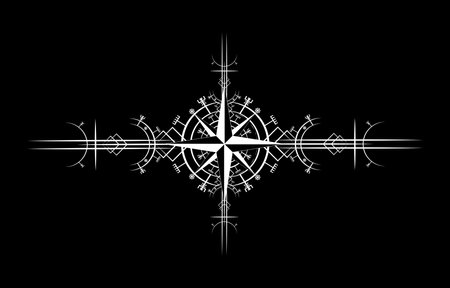 Magic ancient viking art deco, wind rose magic navigation compass ancient. The Vikings used many symbols in accordance to Norse mythology, widely used in Viking society. Logo icon Wiccan esoteric signのイラスト素材