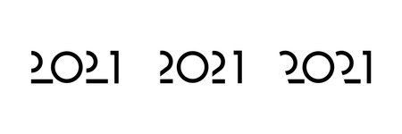 Happy New Year 2021 set of numbers modern logo text design. Cover of business diary for 2021 with wishes. Brochure design template, card, banner. Black vector illustration isolated on white backgroundのイラスト素材