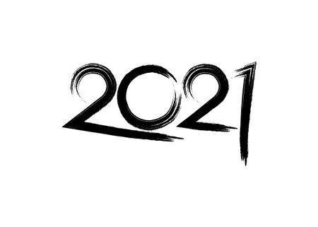 2021 Happy New Year brush stroke style. Greeting card design with Chinese calligraphy for holiday.のイラスト素材