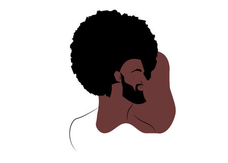portrait of african black man with brown sample color, different people and skin tones. Diversity concept. Barber shop or hairdresser concept logo design vector isolated on white backgroundのイラスト素材