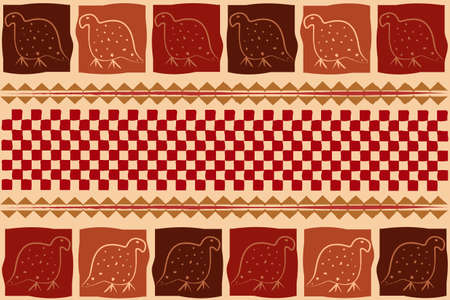 african traditional wall hangings, ethnic pattern, print fabric textile, tribal handmade geometric motifs. Zimbabwe crafts tapestry vector Afro texture, Pareo wrap dress, carpet batik backgroundのイラスト素材