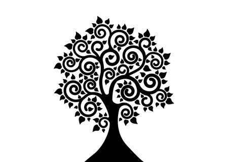 The Bodhi tree logo template, Tree of life concept, Sacred Vesak day silhouette icon vector isolated on white backgroundのイラスト素材