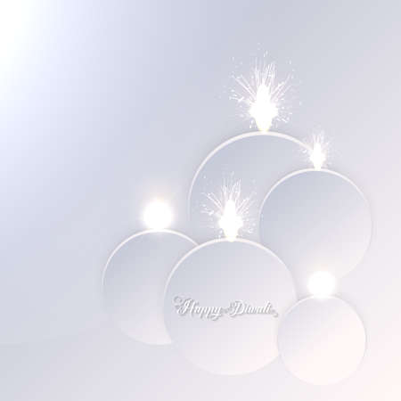 Happy Diwali. White Paper Graphic of Indian Diya Oil Lamp Design. The Festival of Lights. Vector illustration white backgroundのイラスト素材