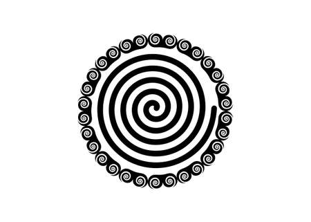 Ancient Spiral Frame. This rapresent the Goddess creative powers of the Divine Feminine, and the never ending circle of creation. Wiccan fertility symbol. Isolated on white, vector illustrationのイラスト素材