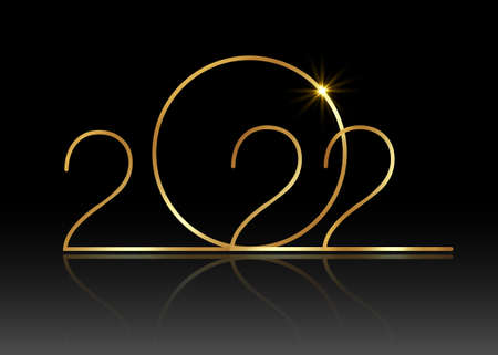 2022 Happy New Year with gold texture, modern Background, vector isolated or black background,...