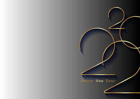 Golden 2022 New Year. Holiday greeting card. Vector illustration. Holiday design for greeting card,...