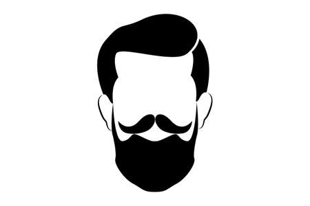 hipster portrait men beard style. Barber shop isolated vintage label badge emblem. Vector illustration isolated on white backgroundのイラスト素材
