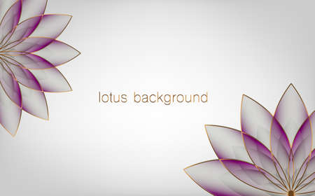 Lotus Banner Template, Purple Flower of Life. Sacred Geometry. Symbol of Harmony and Balance. Sign of purity. Chakra Yoga design vector isolated on white backgroundのイラスト素材