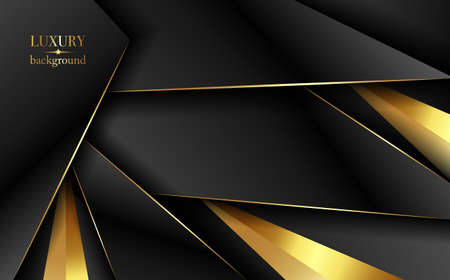 Luxury Gold and black Background with golden metal texture in 3d abstract style. Illustration from vector about modern template design for strong feeling and technology and futurismのイラスト素材
