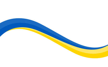 wavy pattern with Ukraine national flag, border frame striped flag of Ukraine. Symbol, poster banner of the Ukrainian flag. ribbon waving in blue and yellow style, vector isolated on white backgroundのイラスト素材