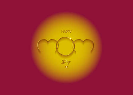 Happy Mothers day vector greeting card. Gold Mom icon on red background. Golden holiday poster with text. Concept for mother's day banner, flyer, party invitation, gift shop, templatesのイラスト素材