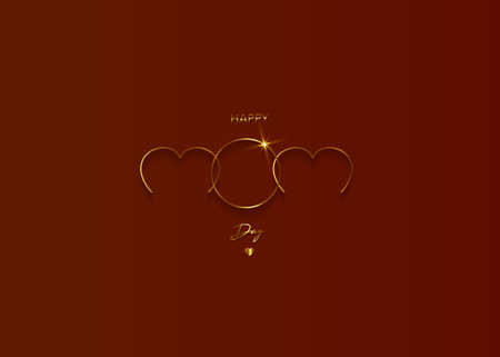 Happy Mothers day vector greeting card. Luxury Gold Mom icon on red background. Golden holiday poster with text. Concept for mother's day banner, flyer, party invitation, gift shop, templatesのイラスト素材