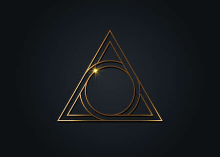 letter A and Letter O, golden logo design, sacred geometrical figure of a circle inscribed in a...