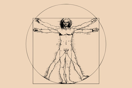 Vitruvian Man by Leonardo Da Vinci - vector illustrationのイラスト素材