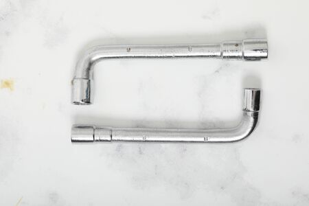 Wrench on white background iron construction equipement