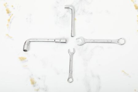 Wrench on white background iron construction equipement