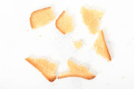 Toast biscuits over white background snack lunch
