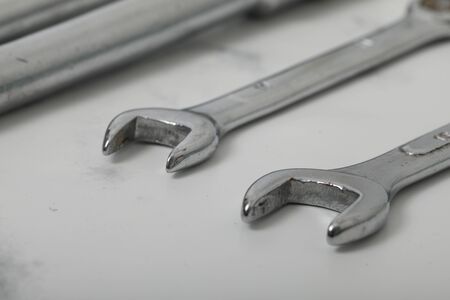 Wrench on white background iron construction equipement