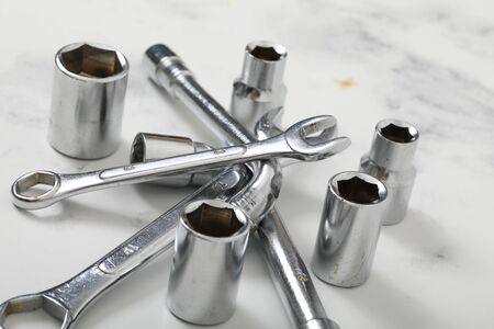 Wrench on white background iron construction equipement